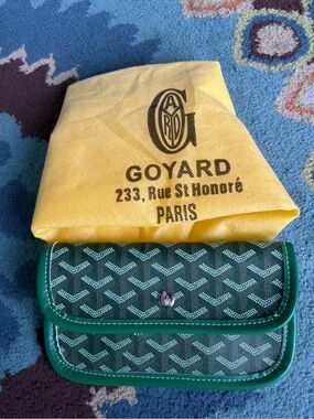 Goyard Green Chevron Continental Wallet with Dark Green Trim